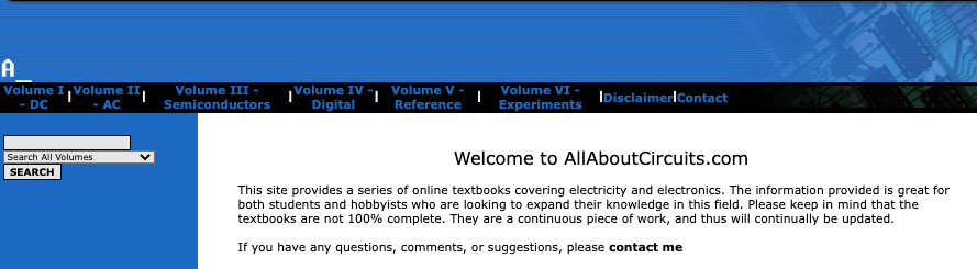 All About Circuits Homepage Circa 2003