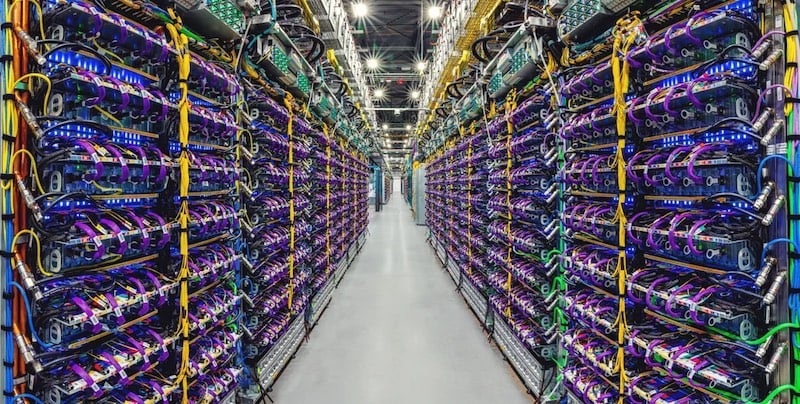 Google TPUs in a data center 