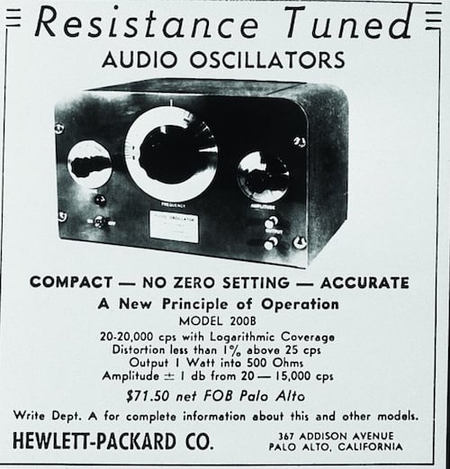 HP’s first ad for the Model 200B