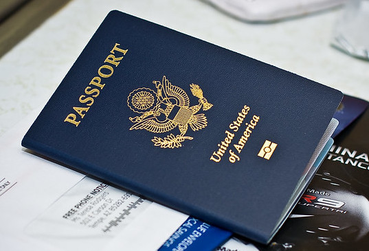 Image of a US passport with an RF chip