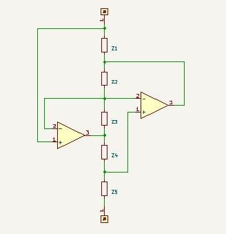 Generalized impedance converter schematic.