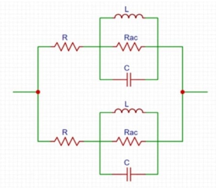 Equivalent circuit model of a CMC for a common-mode excitation.