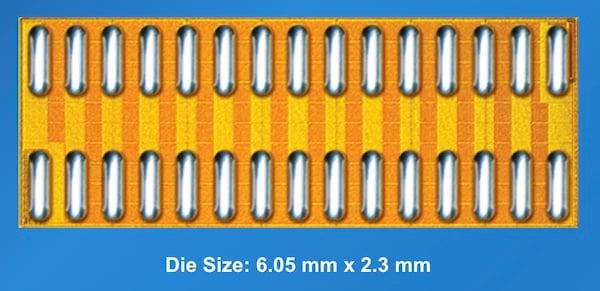  The eGaN transistor comes in passivated die form. 