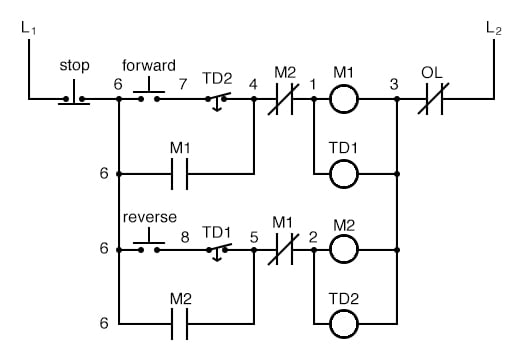 forward and reverse motor starter with timer diagram