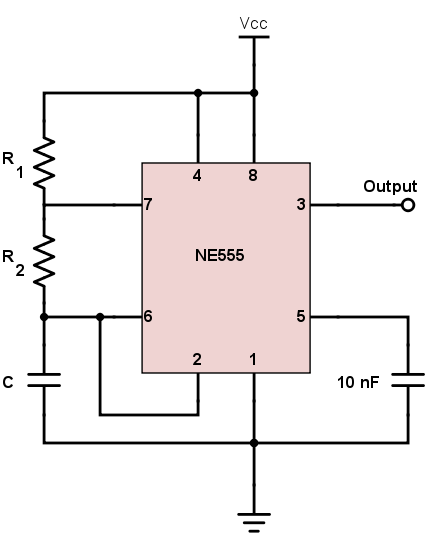 Astable 555 Timer Circuit Diagram